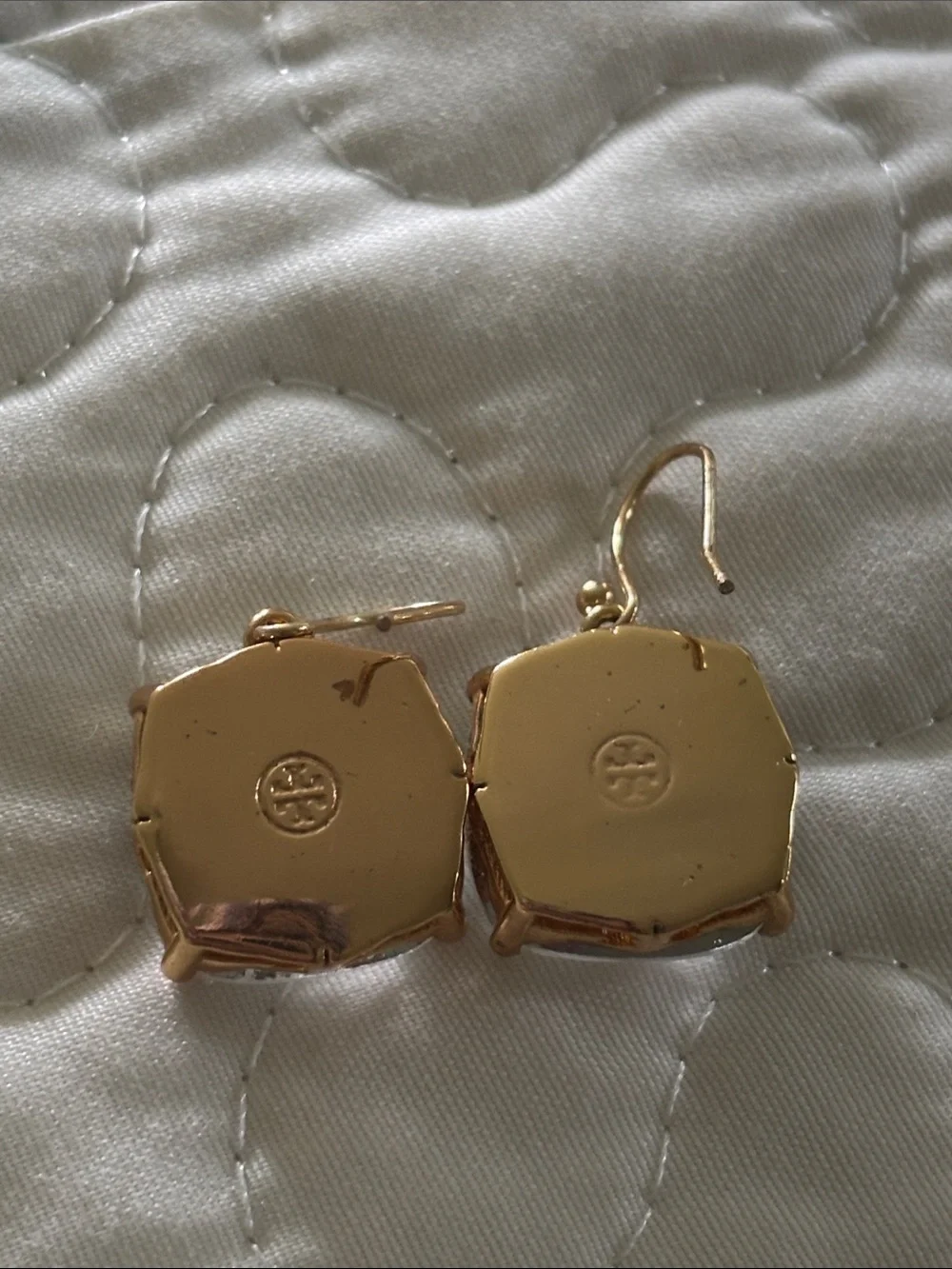 Tory Burch Gold Octagon Logo Drop Earring
